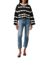 Wahib wool blend jumper - Black & Ecru