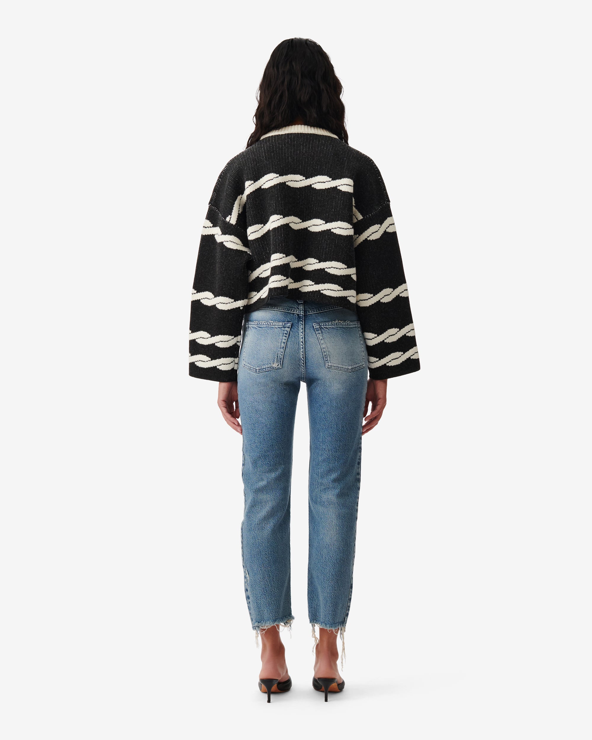 Wahib wool blend jumper - Black & Ecru