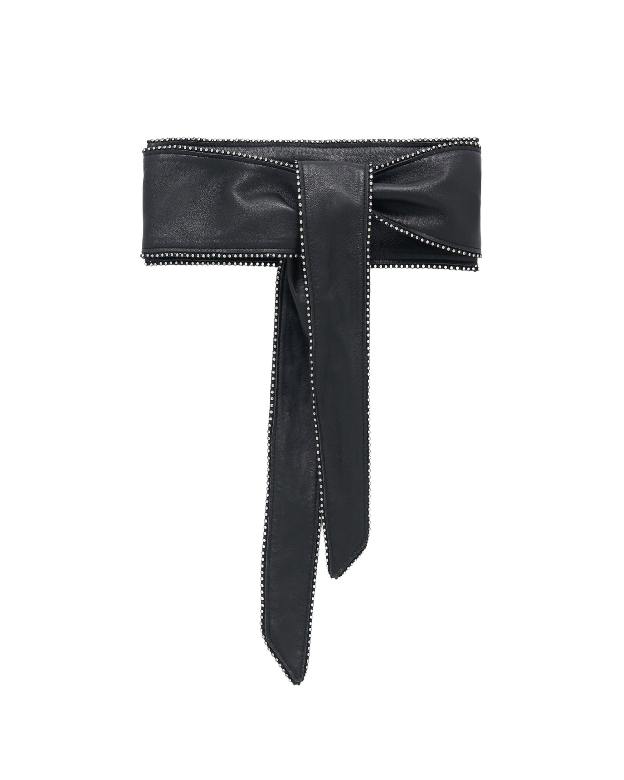 Nera Chain Strs leather belt - Black & Strass