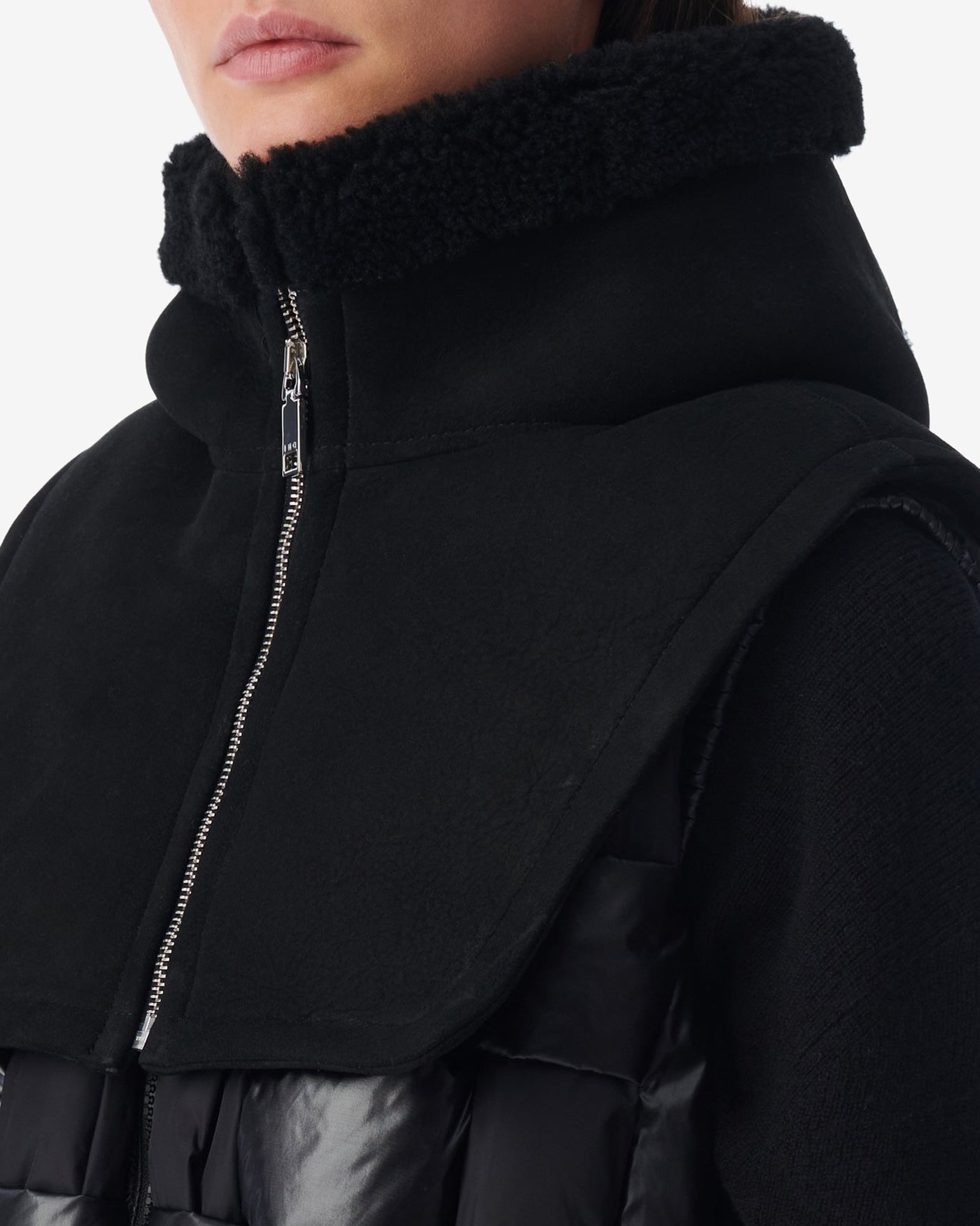 Humy collar in sheepskin - Black
