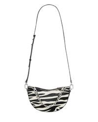 Zebra Leather Bow Bag - Beige & Black Zebra