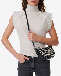 Zebra Leather Bow Bag - Beige & Black Zebra