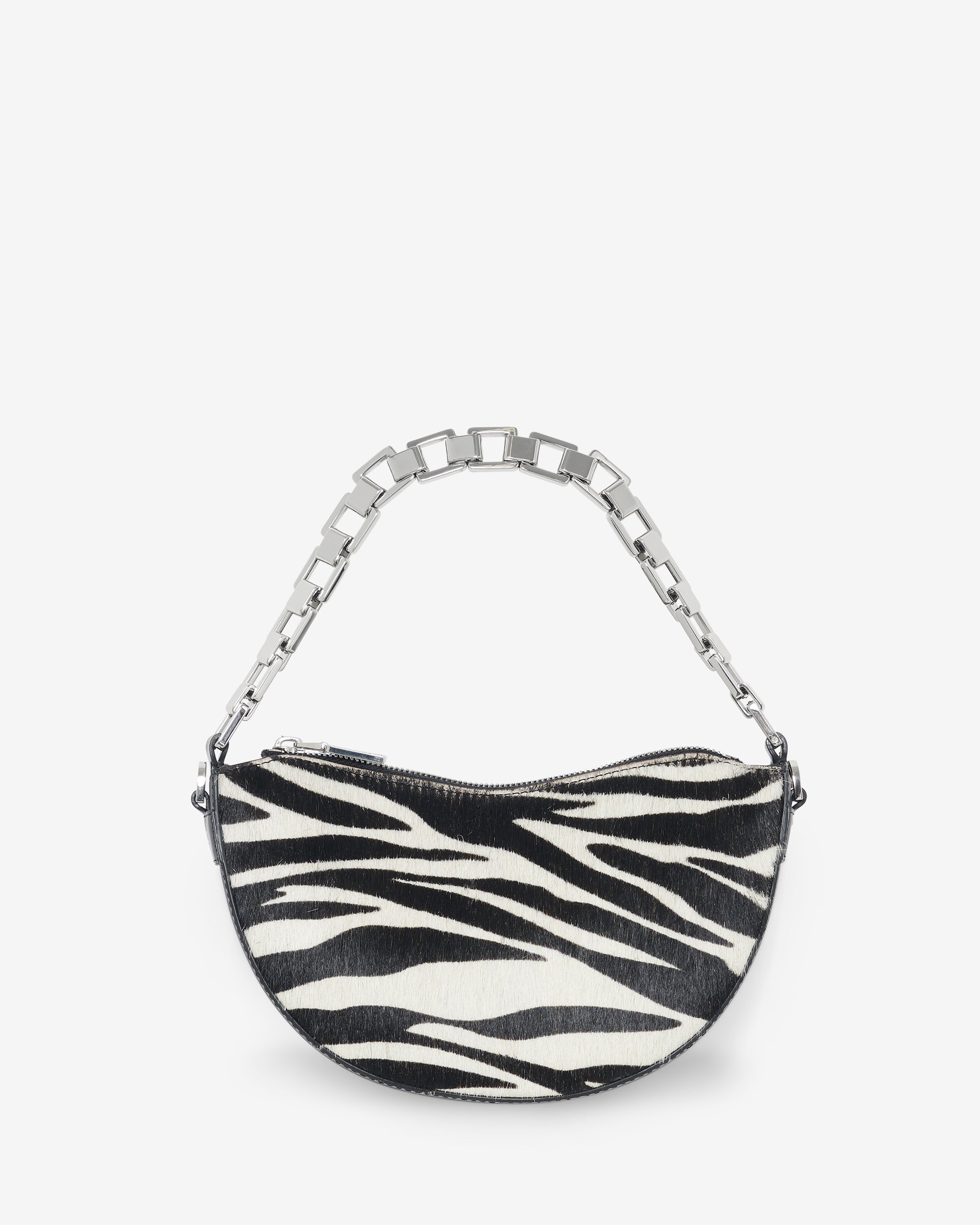 Zebra Leather Bow Bag - Beige & Black Zebra