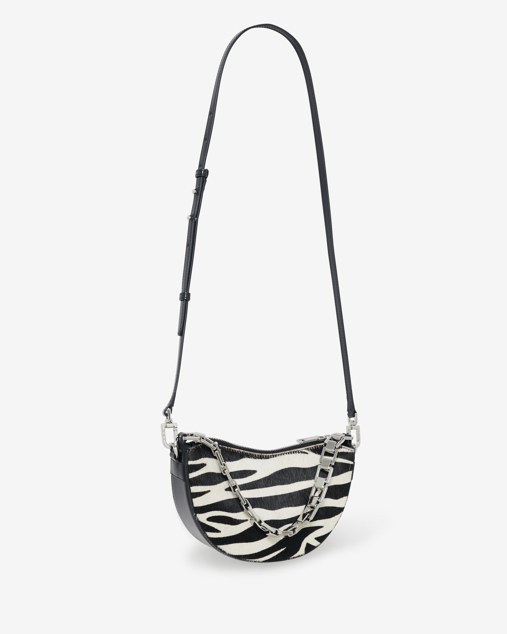 Zebra Leather Bow Bag - Beige & Black Zebra