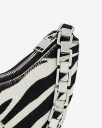 Zebra Leather Bow Bag - Beige & Black Zebra