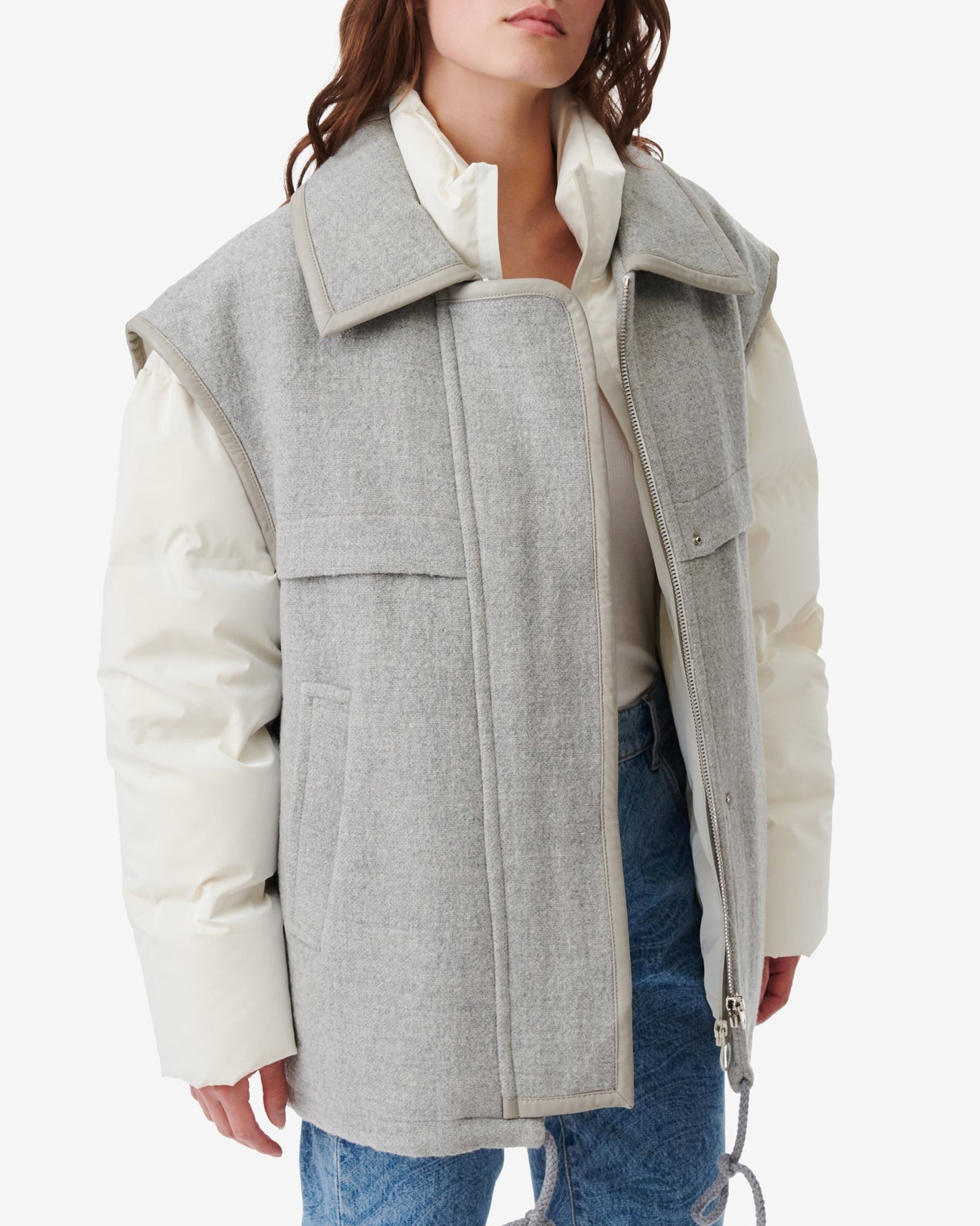 Frieda wool blend coat - Grey White
