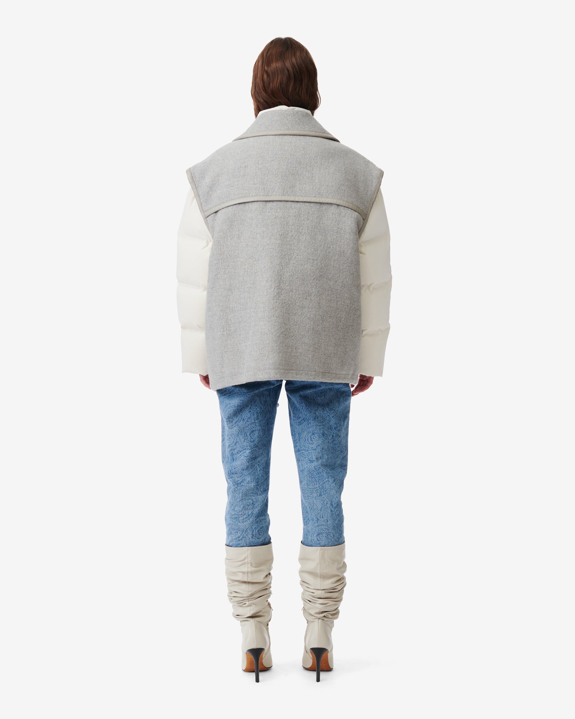 Frieda wool blend coat - Grey White