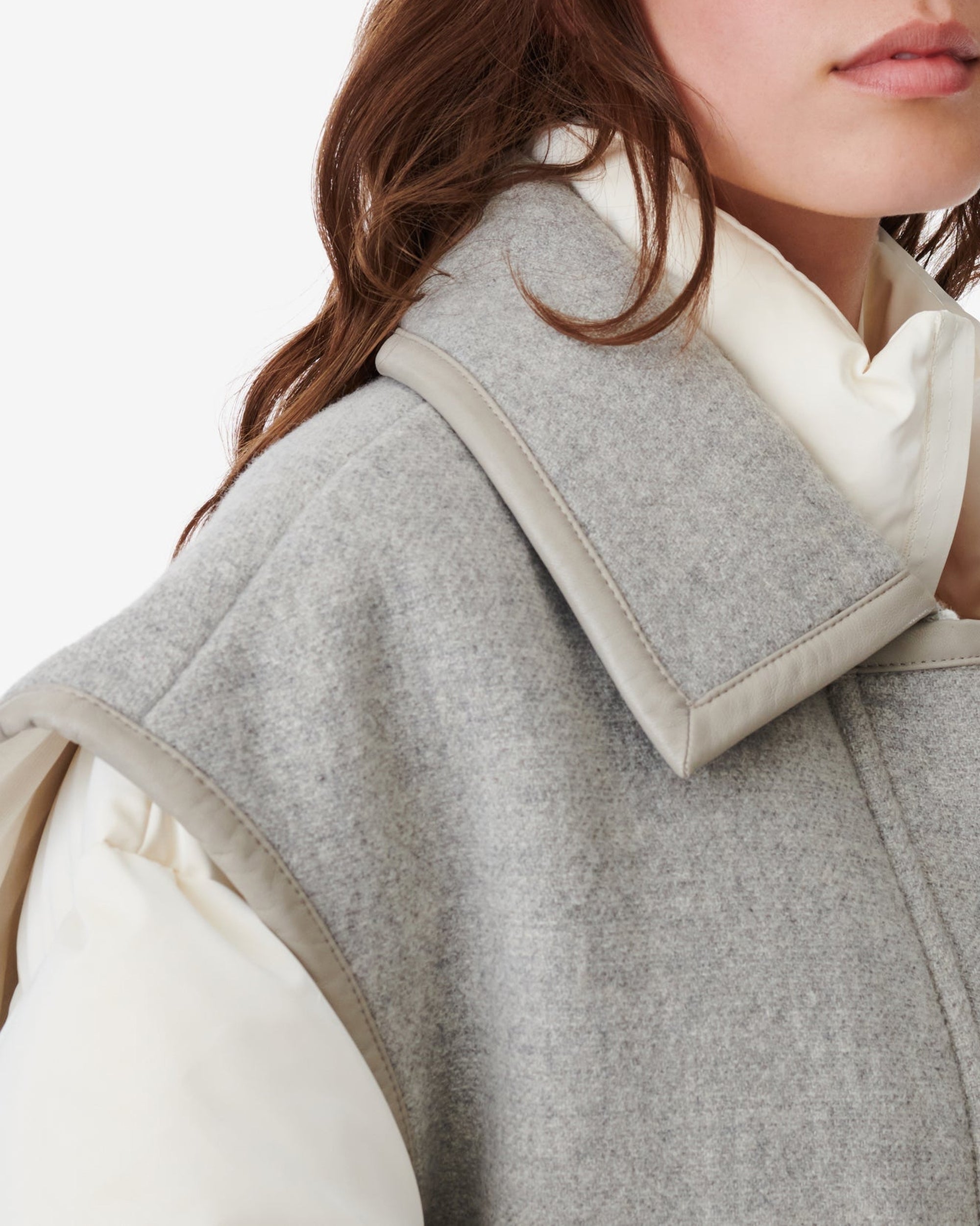 Frieda wool blend coat - Grey White