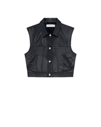 Ilva sleeveless leather jacket - Carbon