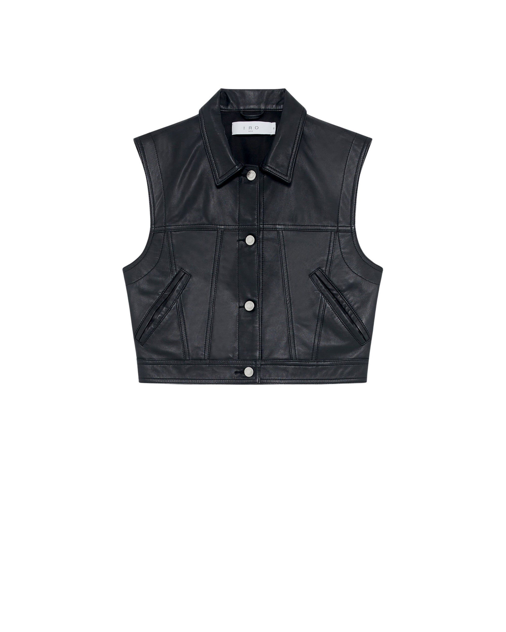 Ilva sleeveless leather jacket - Carbon