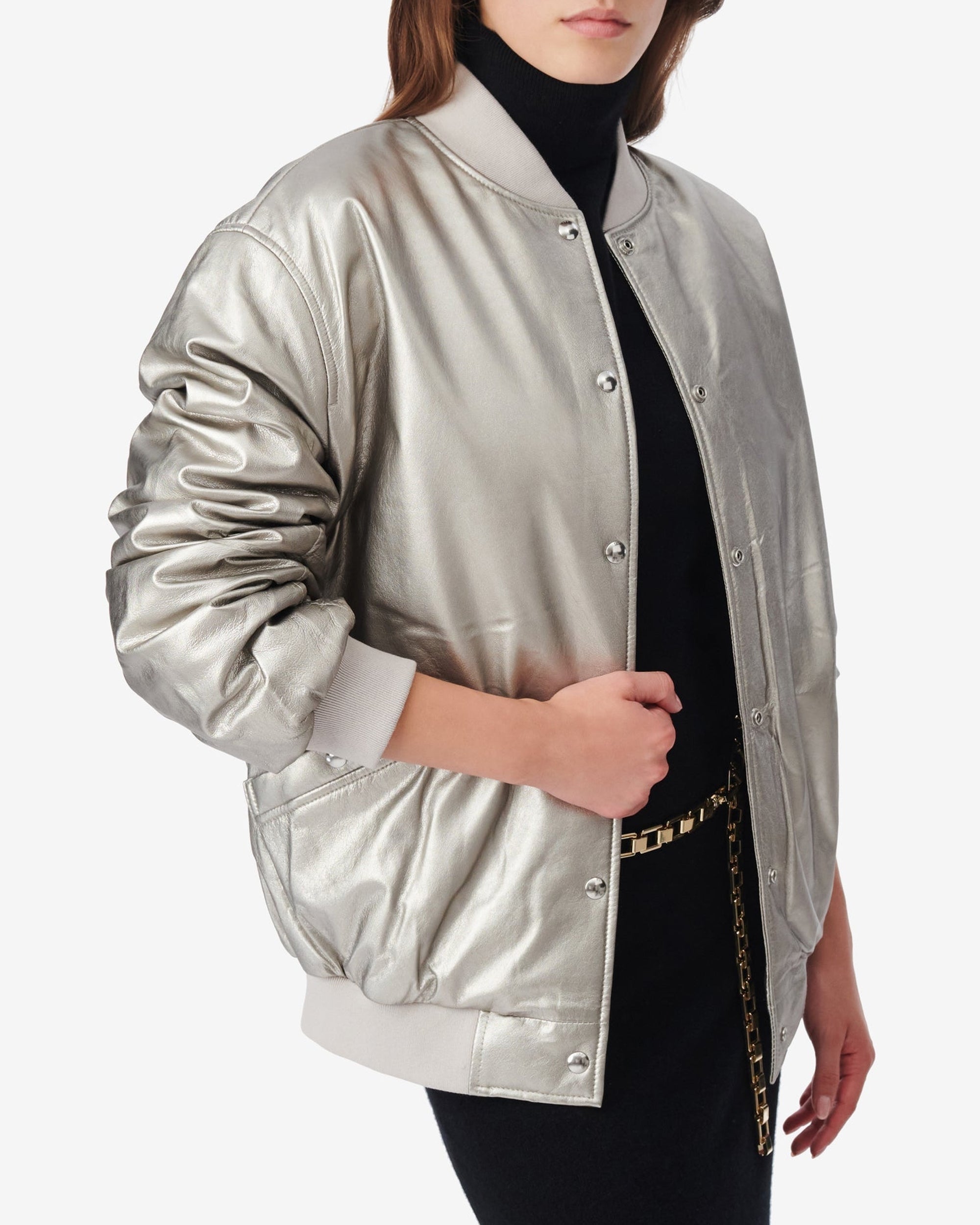 Morel leather bomber - Golden Brown