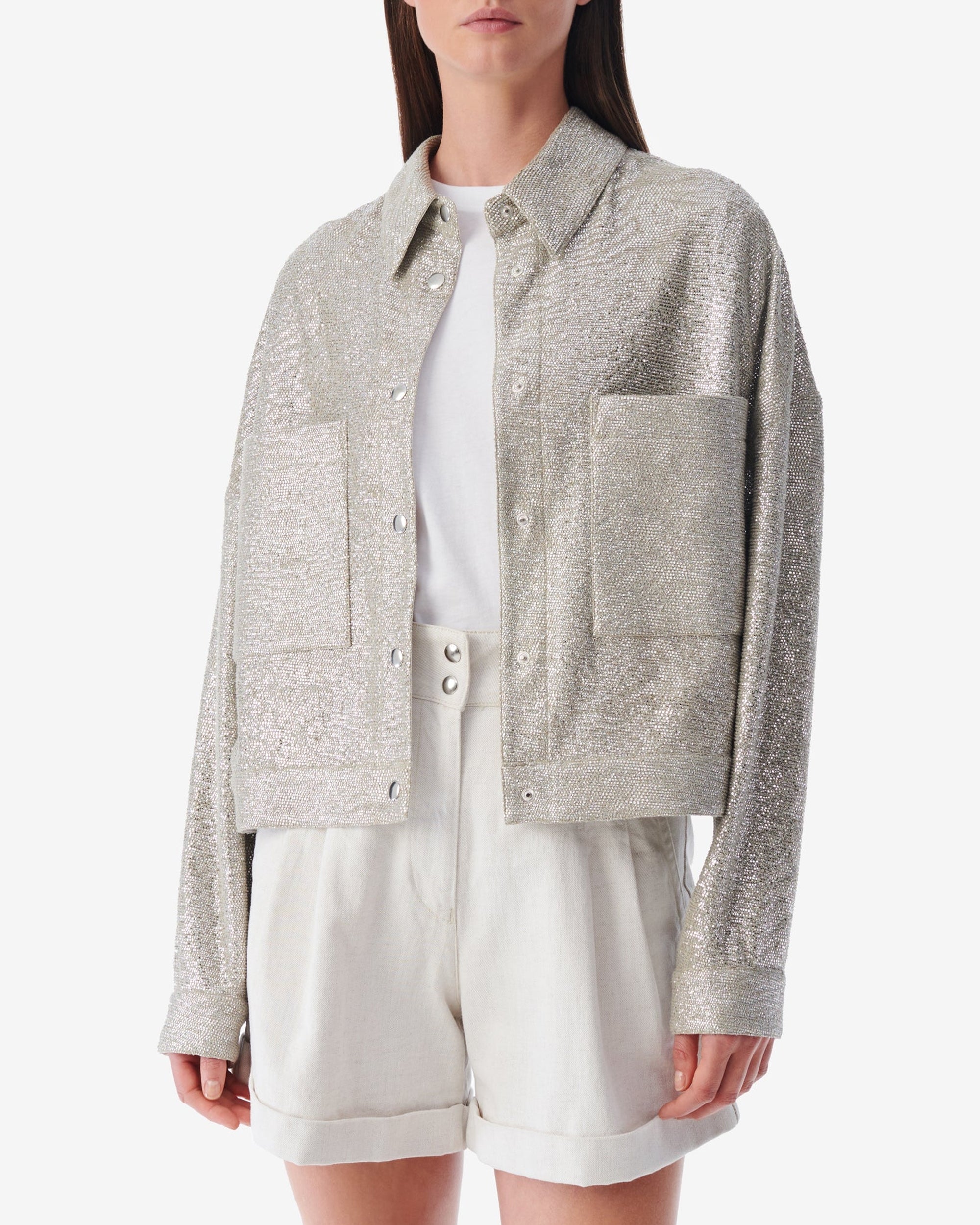 Suzel short jacket - Taupe & Silver