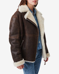 Vicoe sheepskin jacket - Brown & Natural White