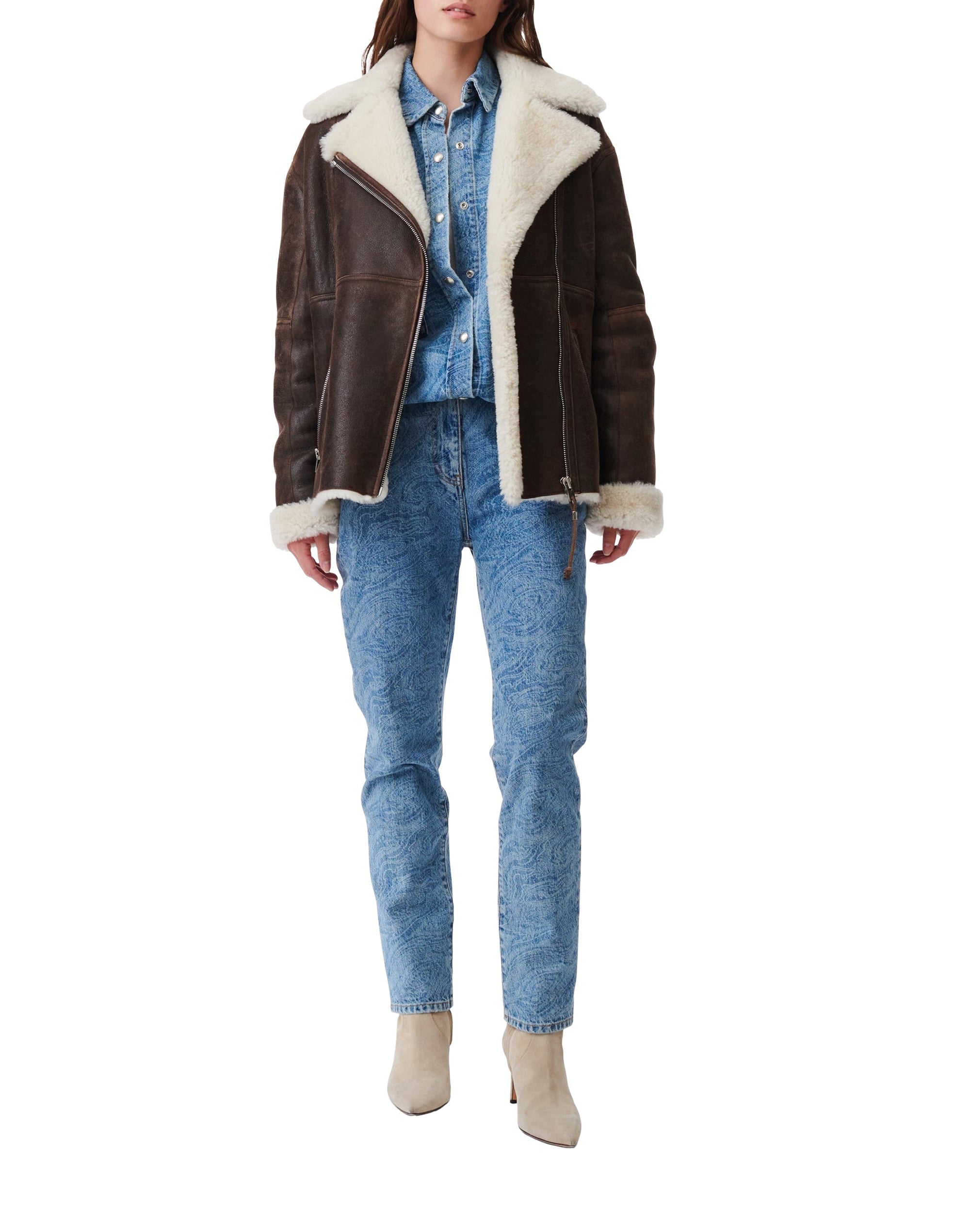Vicoe sheepskin jacket - Brown & Natural White