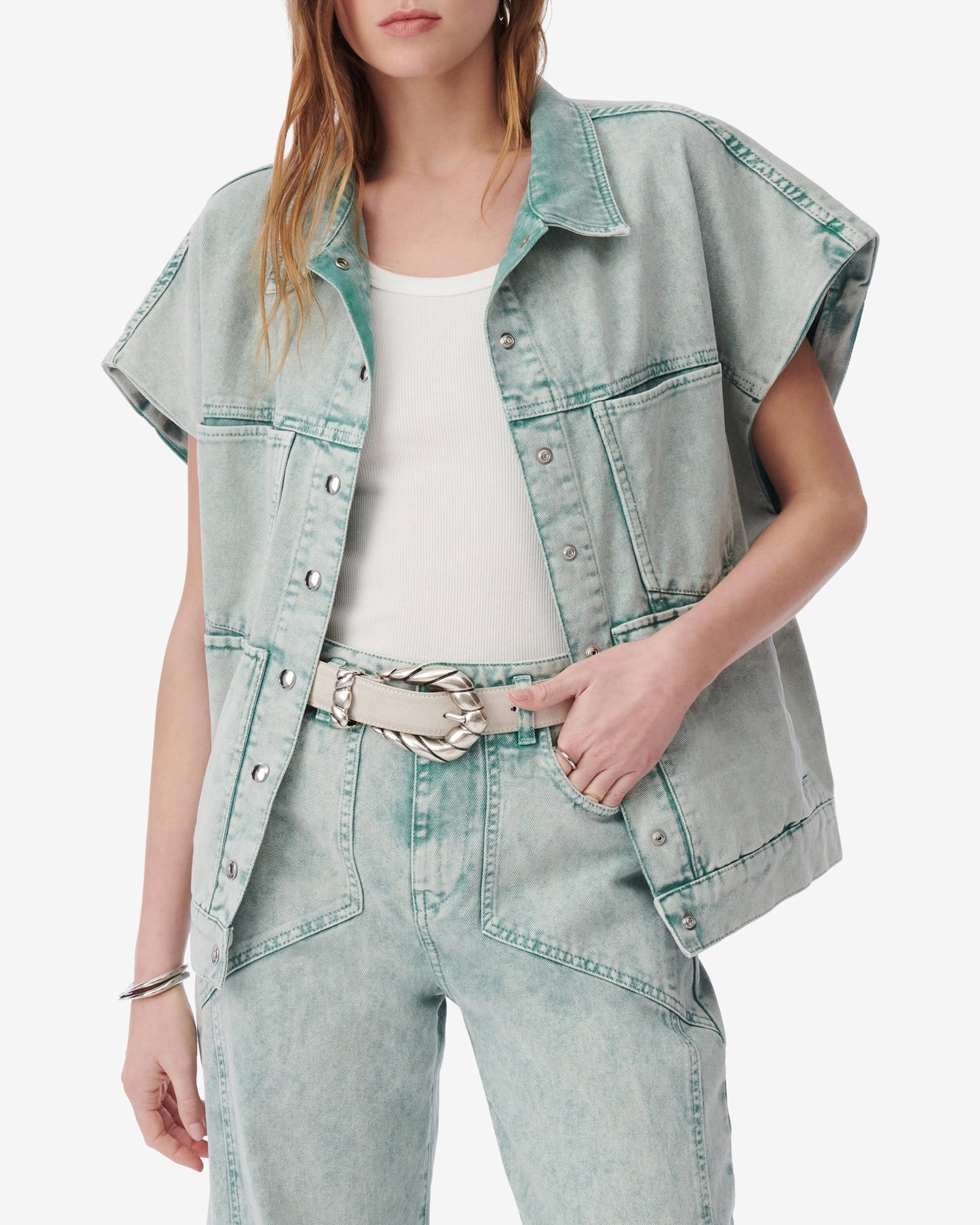 Wally sleeveless jacket - Snow Green