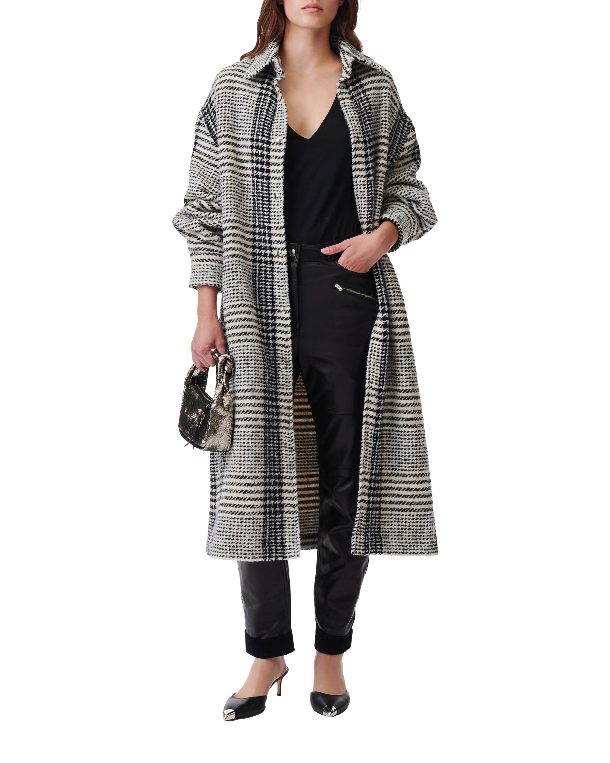 Yeo wool blend coat - Ecru & Black