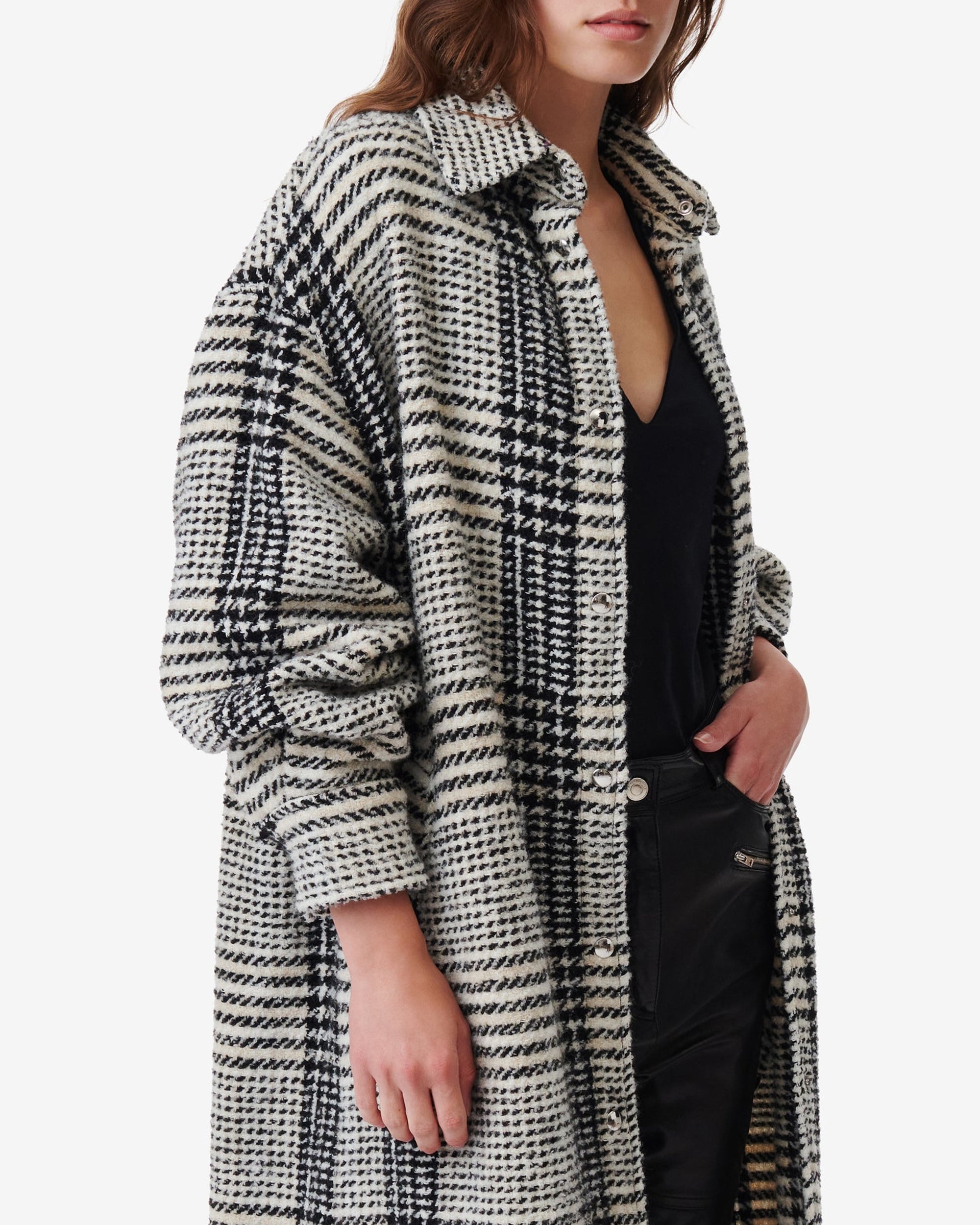 Yeo wool blend coat - Ecru & Black