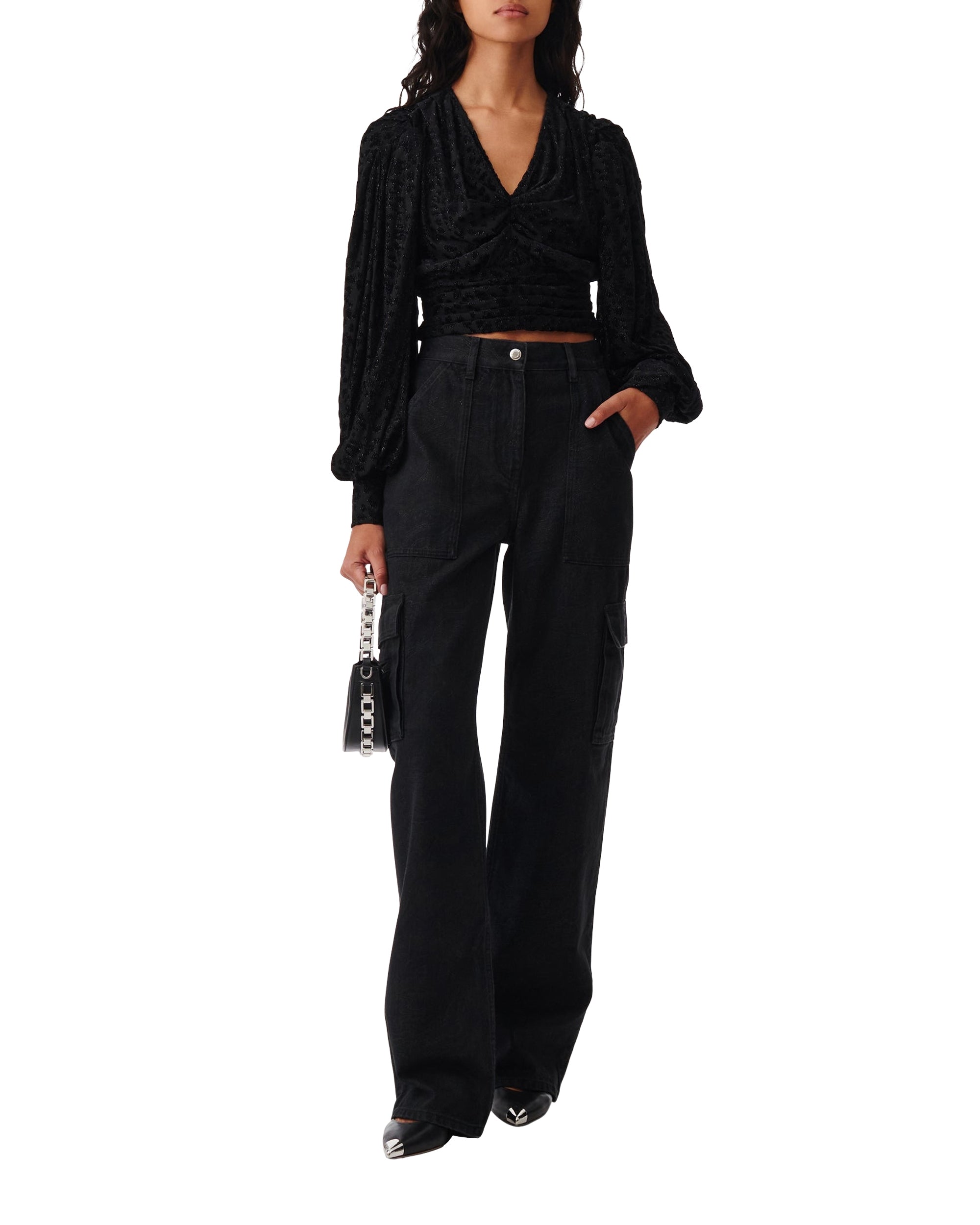 Avela long-sleeved blouse - Shiny Black