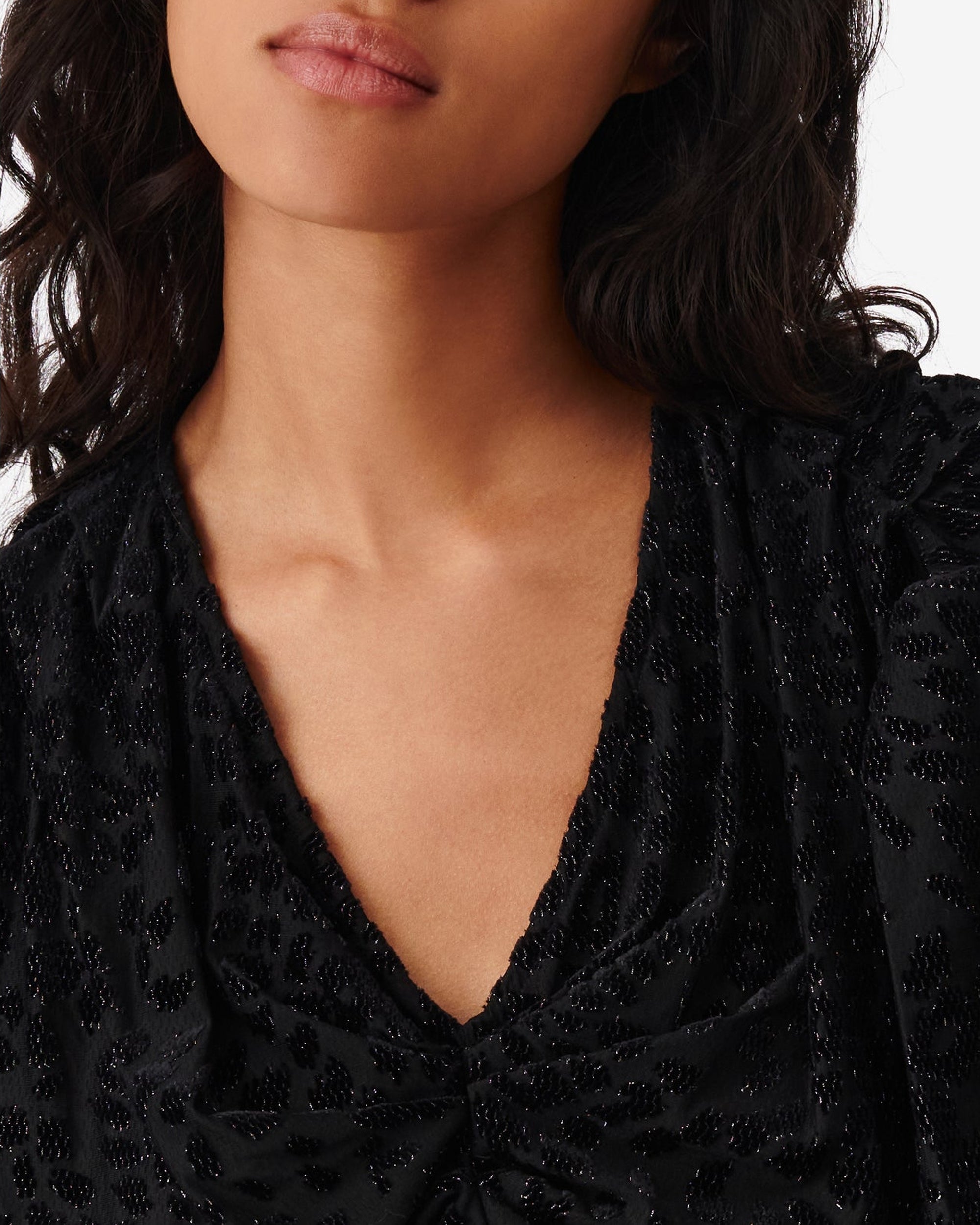 Avela long-sleeved blouse - Shiny Black