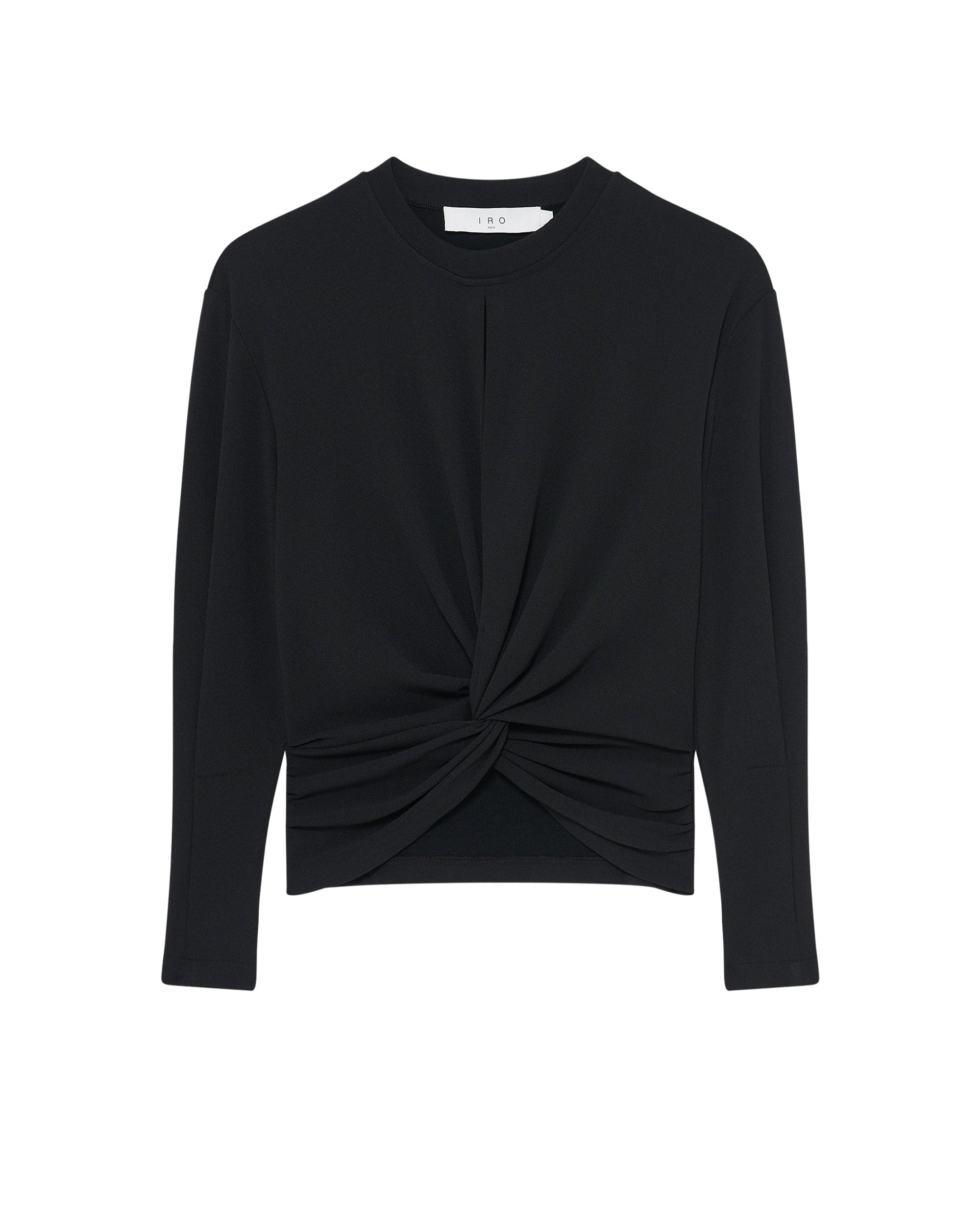 Coline long sleeve draped top - Black