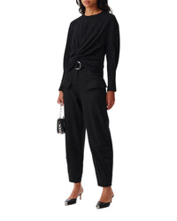 Coline long sleeve draped top - Black