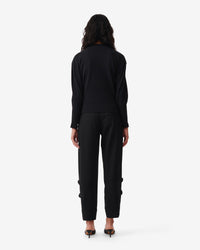 Coline long sleeve draped top - Black