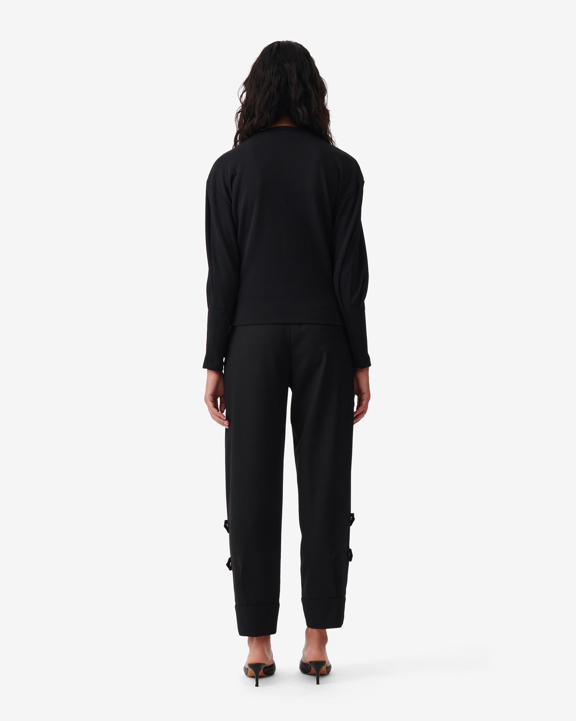 Coline long sleeve draped top - Black