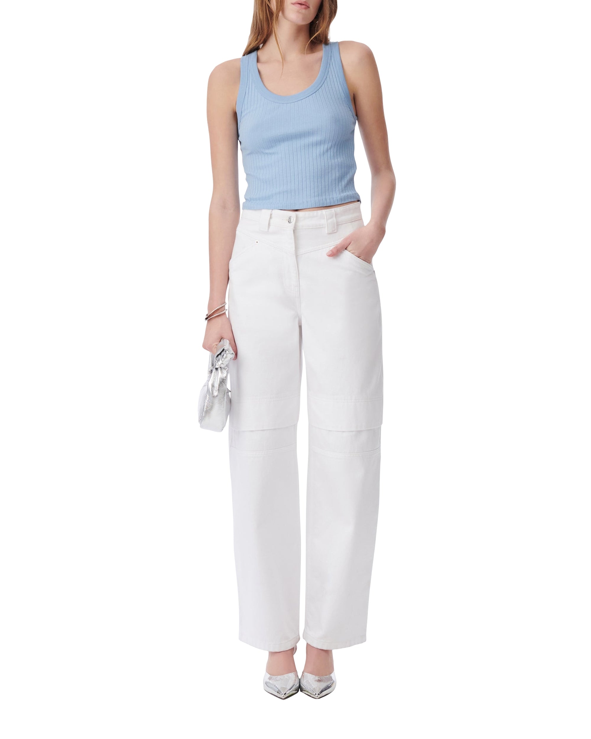 Emma ribbed top - Azur Blue