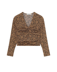 Ernesta silk blend top - Black & Camel