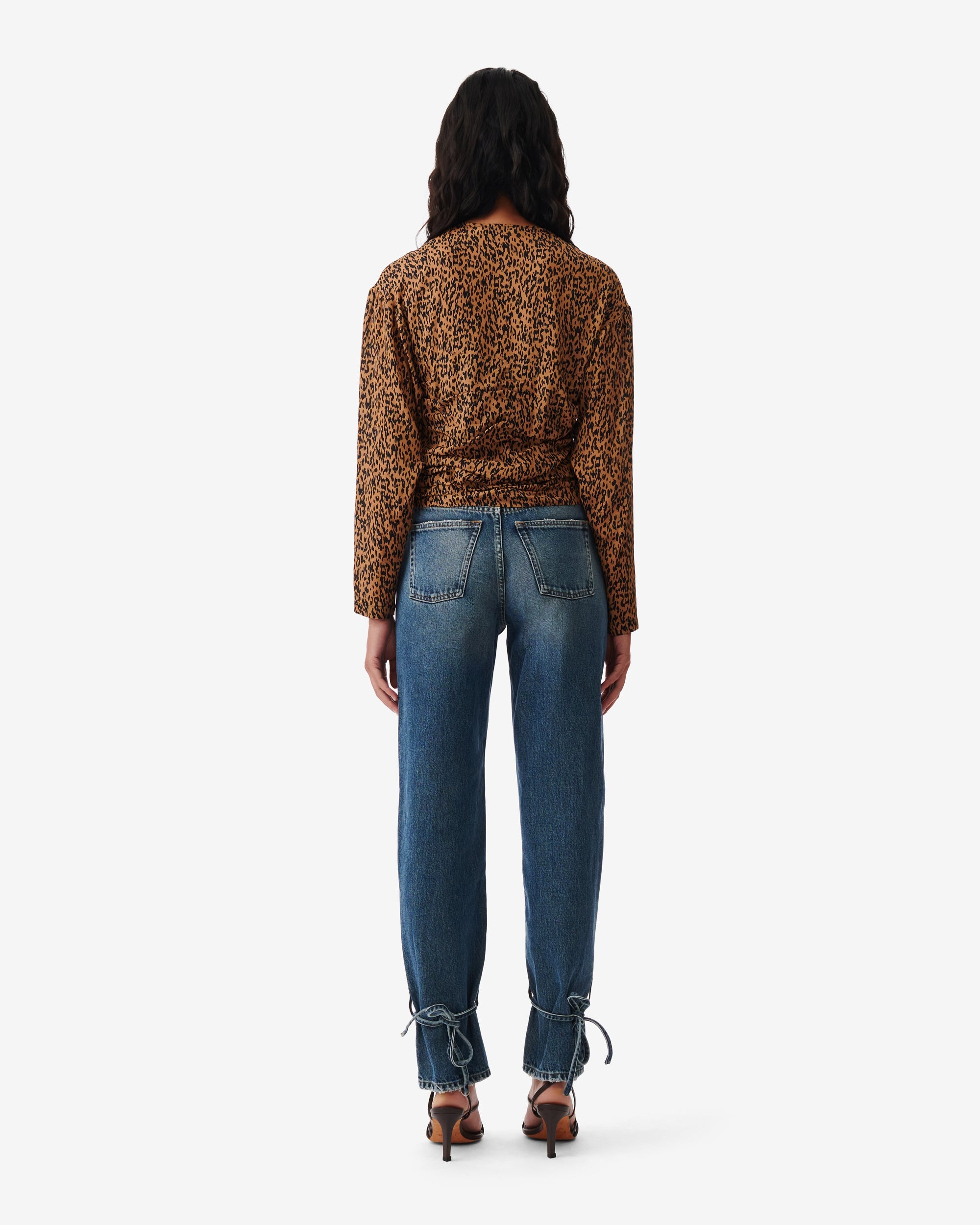 Ernesta silk blend top - Black & Camel