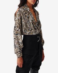 Felice long-sleeved blouse in silk - Beige Multico