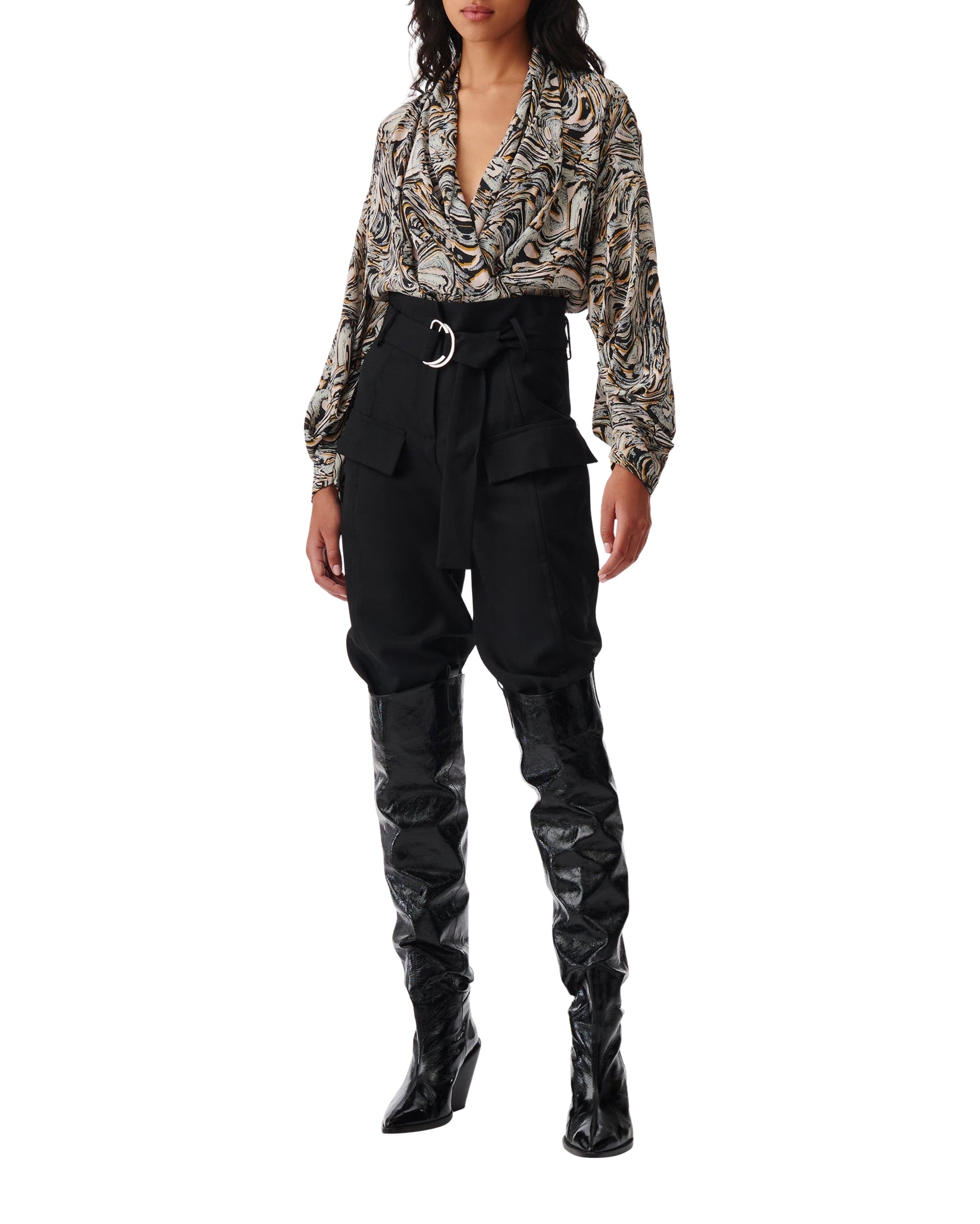 Felice long-sleeved blouse in silk - Beige Multico