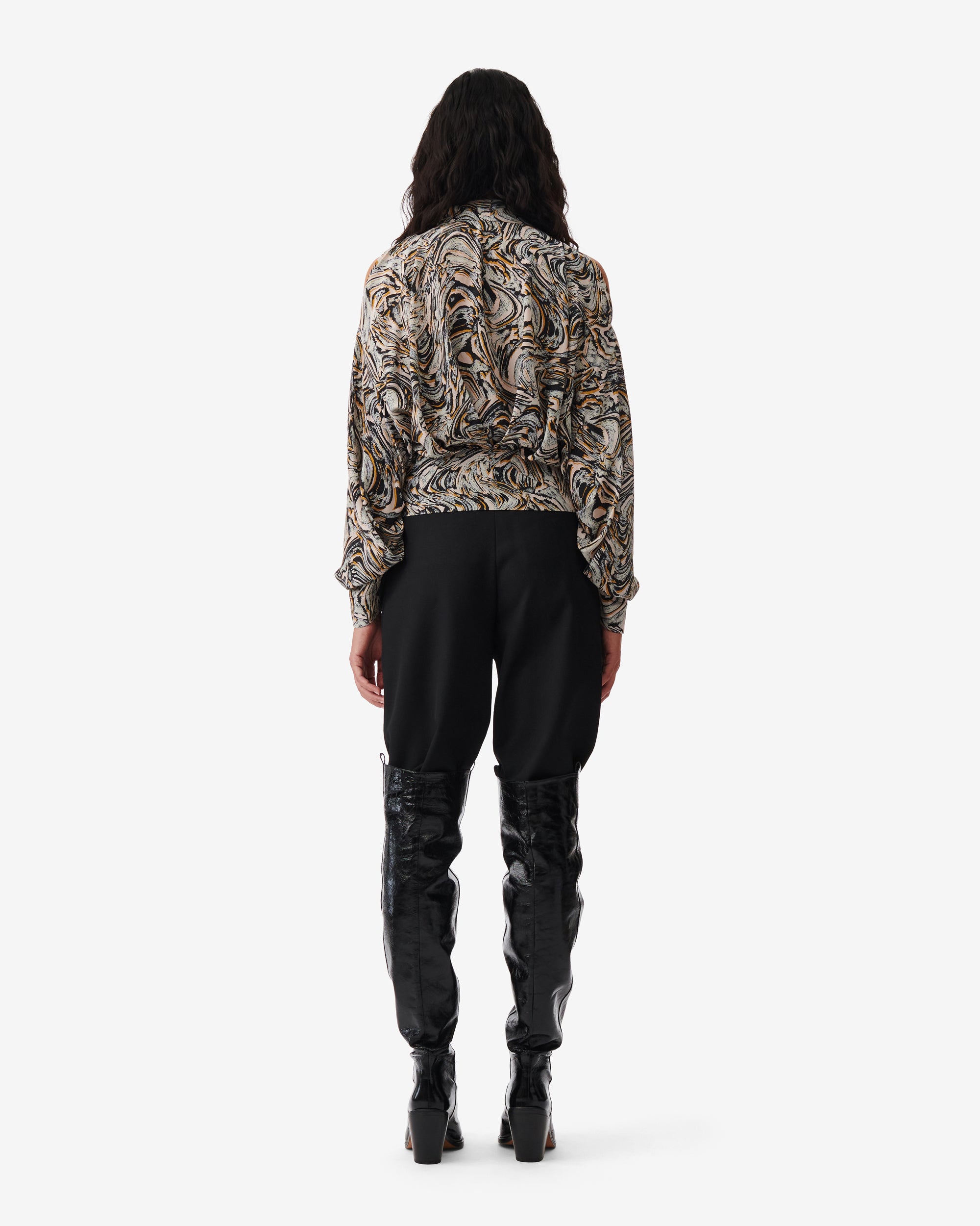 Felice long-sleeved blouse in silk - Beige Multico