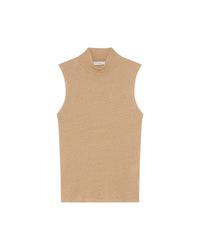 Galet sleeveless tank top in linen - Light Beige