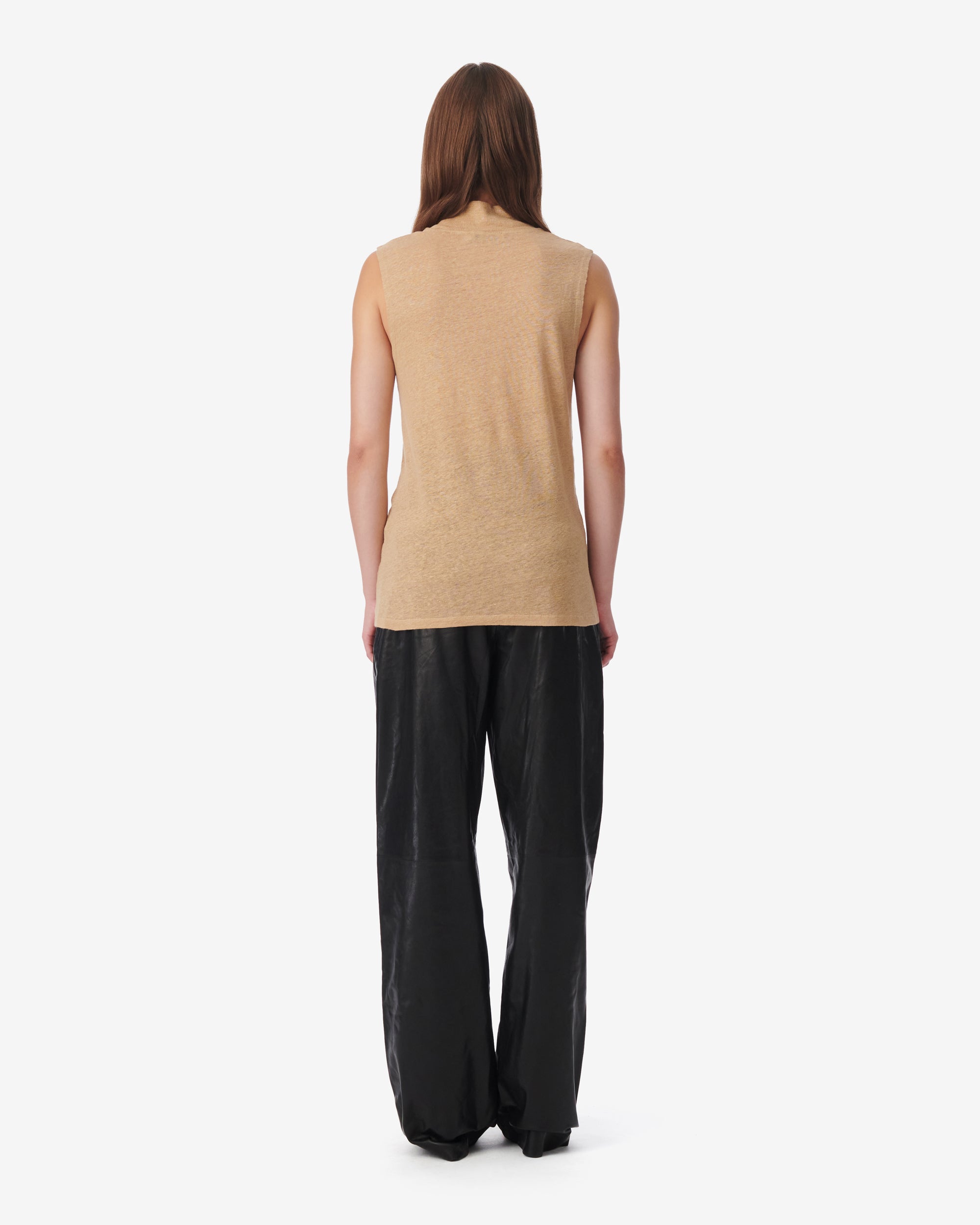 Galet sleeveless tank top in linen - Light Beige