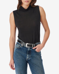 Galet sleeveless tank top in linen - Black