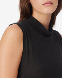 Galet sleeveless tank top in linen - Black