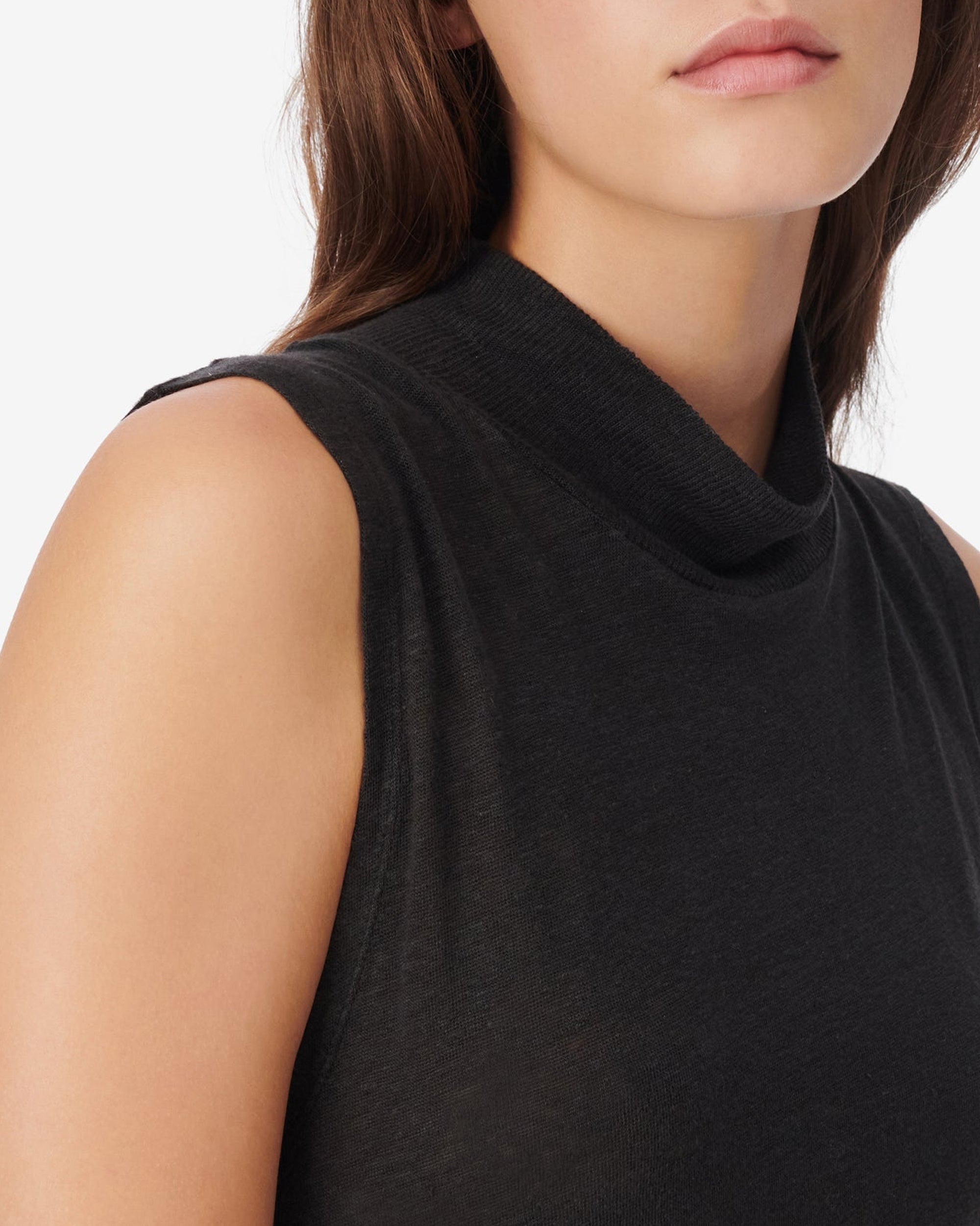 Galet sleeveless tank top in linen - Black