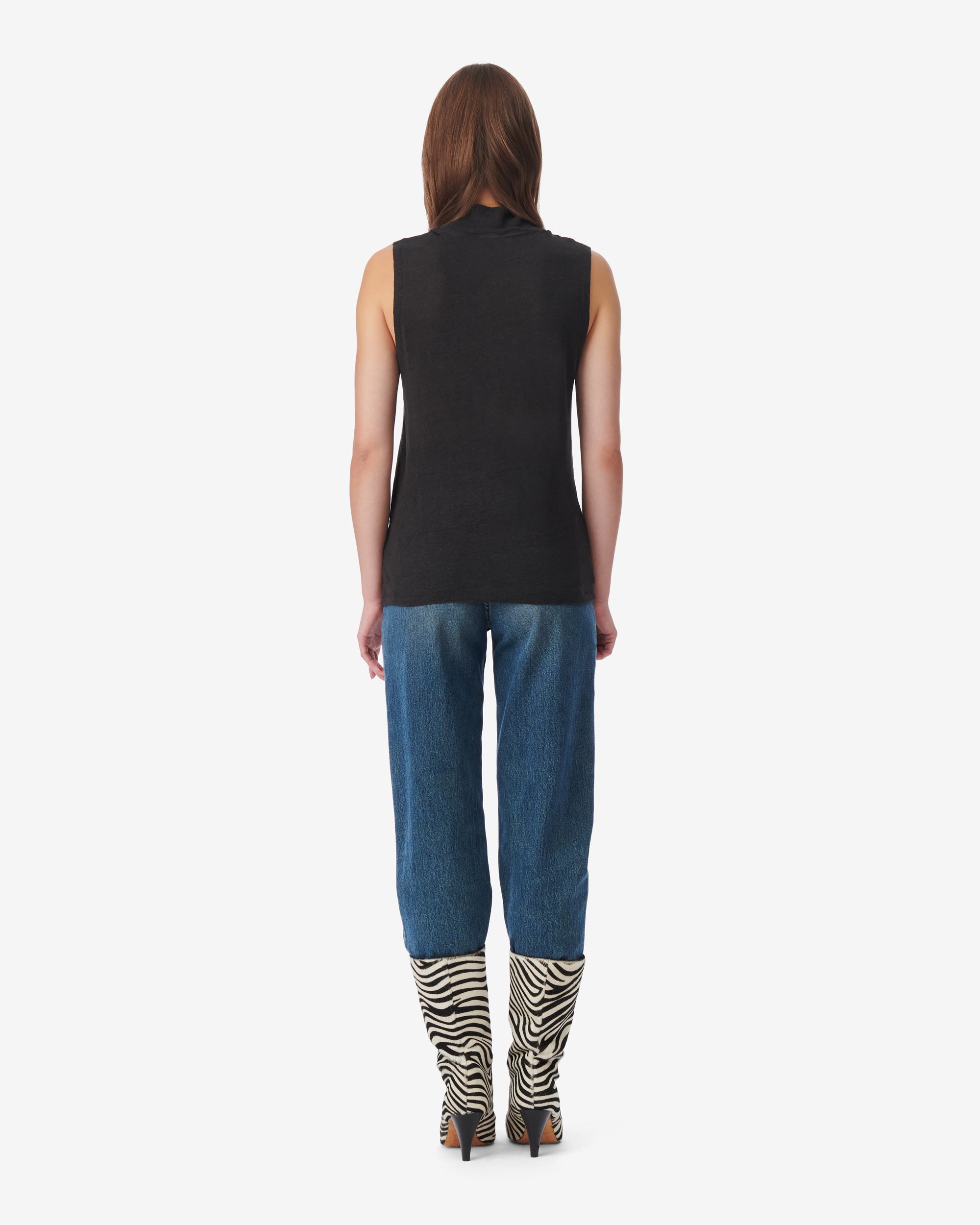 Galet sleeveless tank top in linen - Black