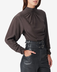 Gelisa long-sleeved blouse in silk - Dark Grey