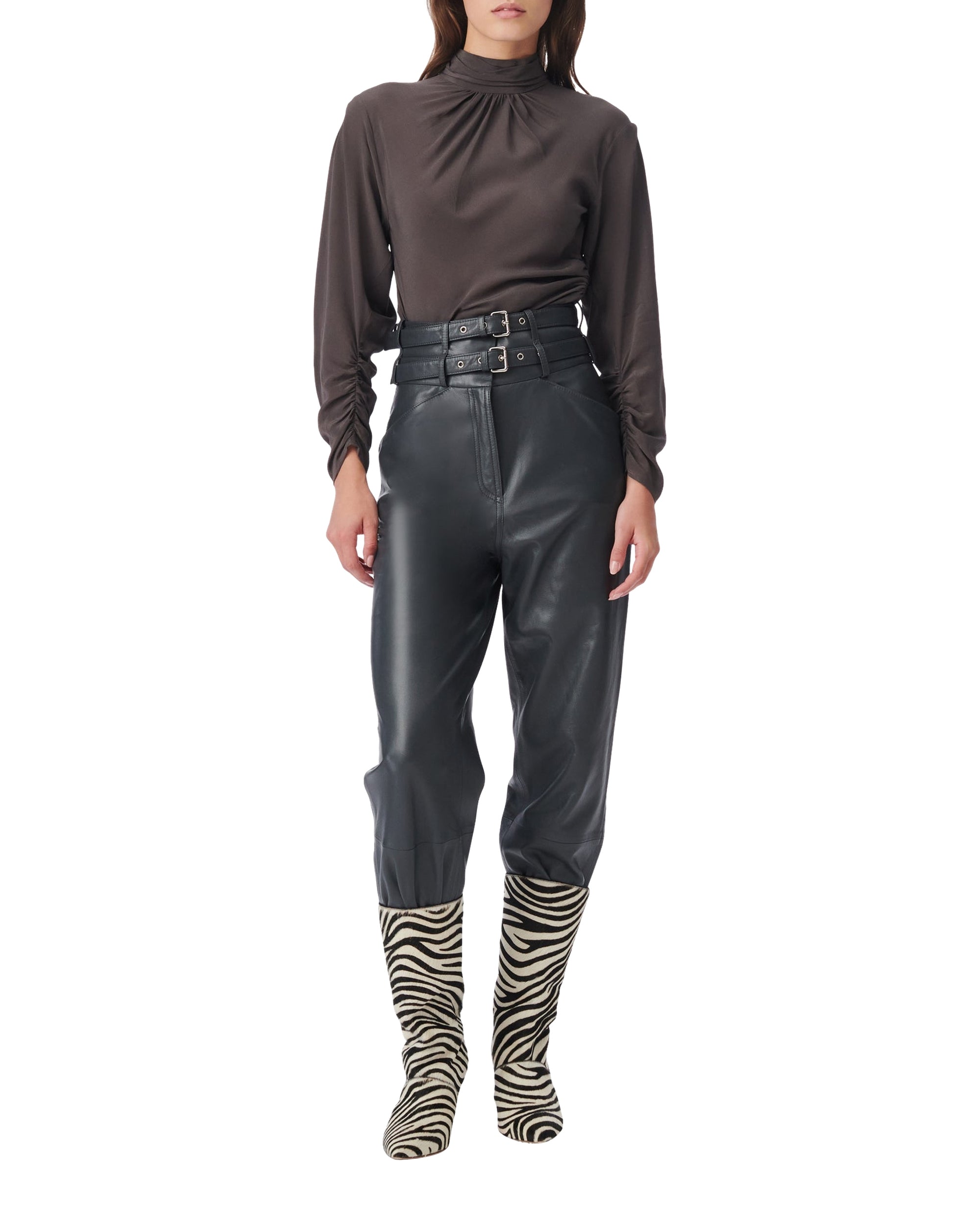 Gelisa long-sleeved blouse in silk - Dark Grey