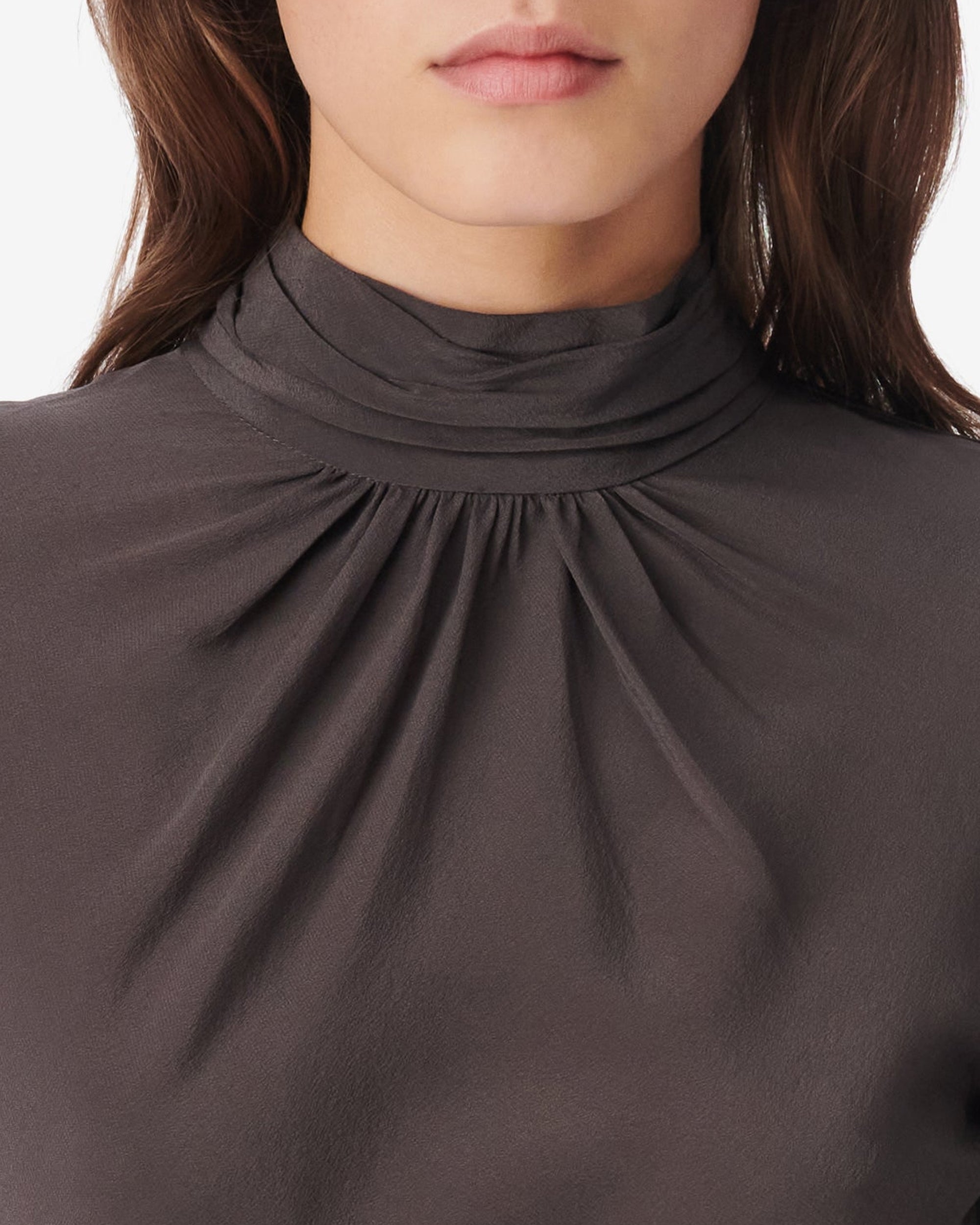 Gelisa long-sleeved blouse in silk - Dark Grey