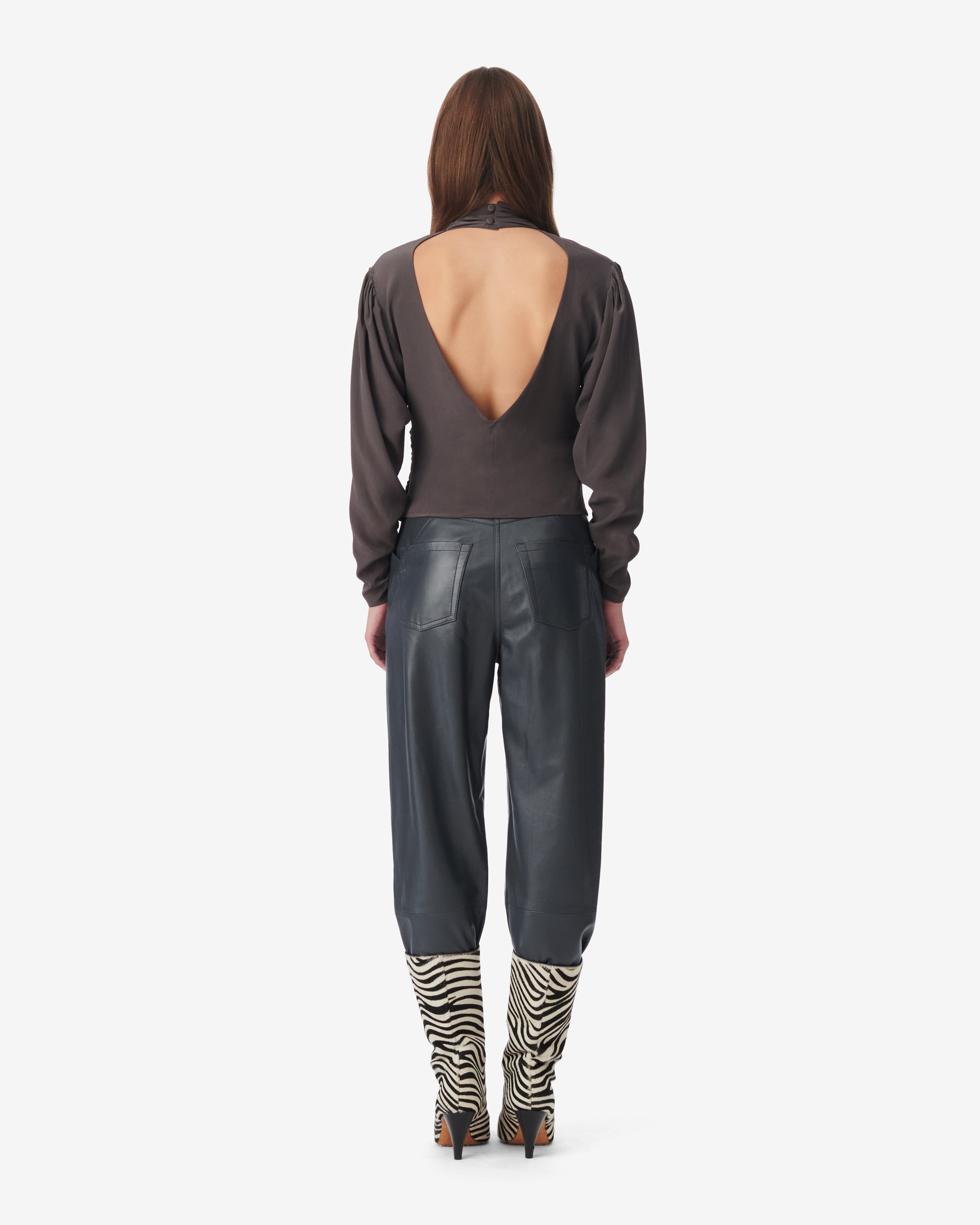 Gelisa long-sleeved blouse in silk - Dark Grey