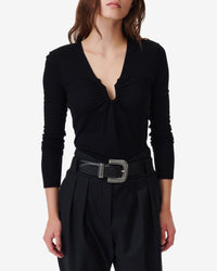 Hallya v-neck top - Black