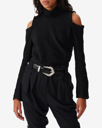 Iwa top with stand-up collar - Black