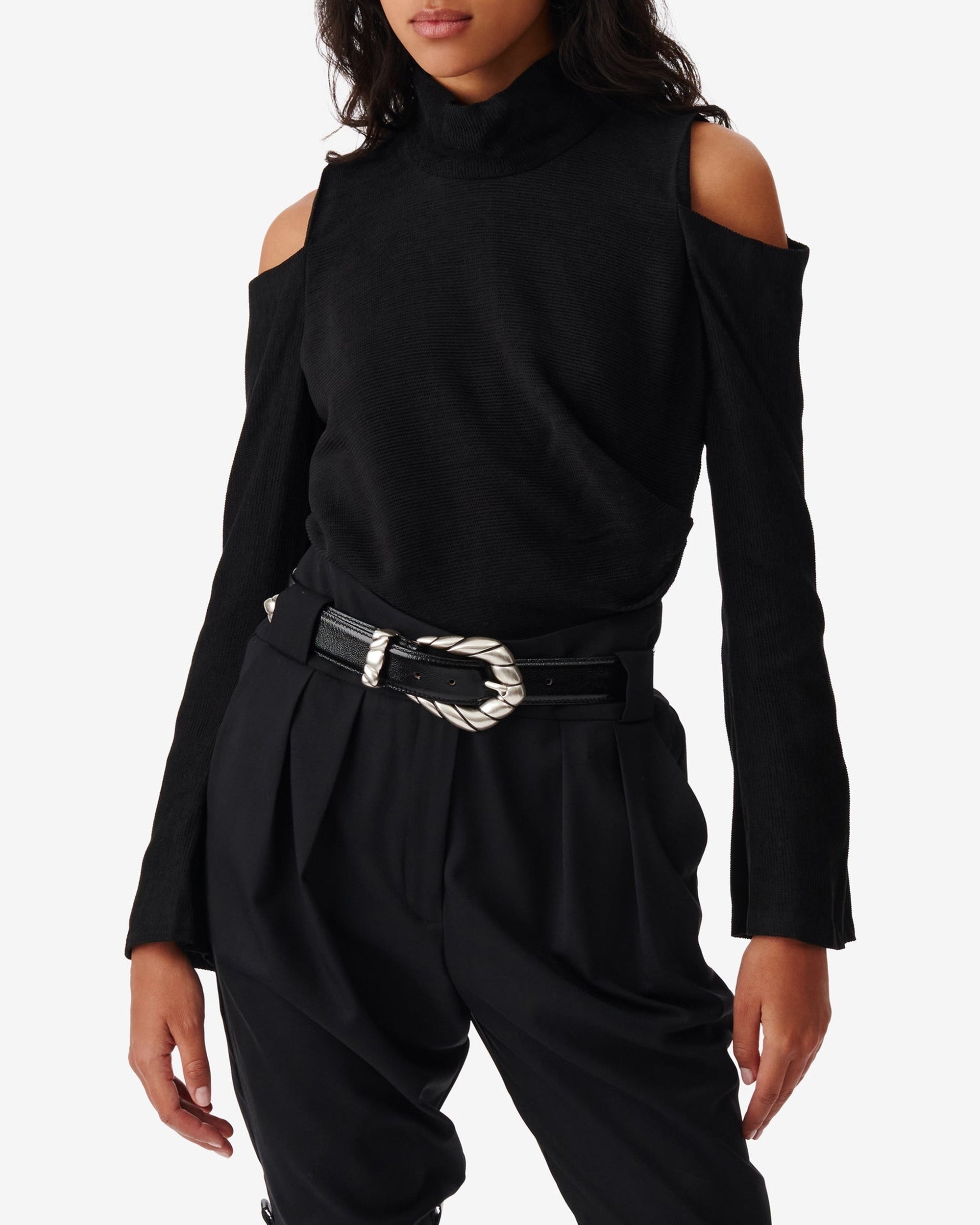 Iwa top with stand-up collar - Black