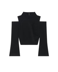 Iwa top with stand-up collar - Black