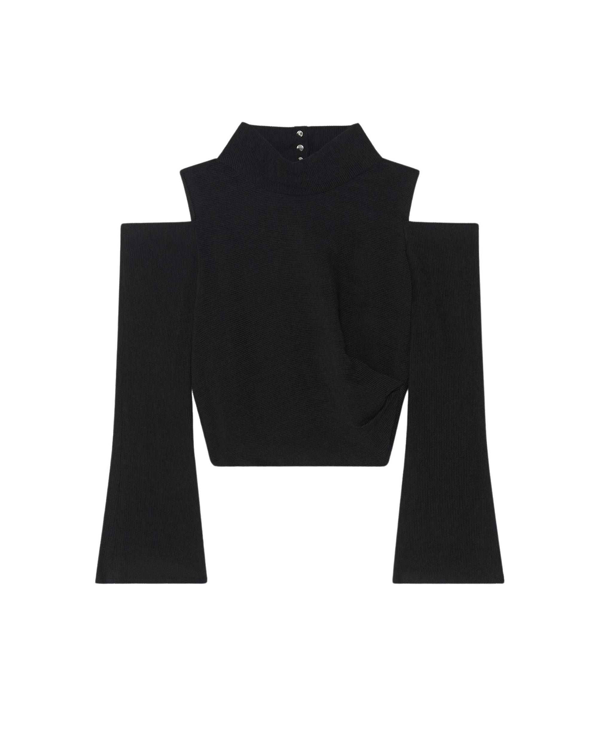 Iwa top with stand-up collar - Black