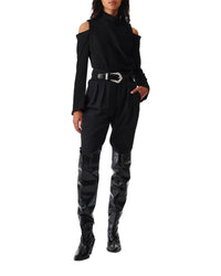 Iwa top with stand-up collar - Black