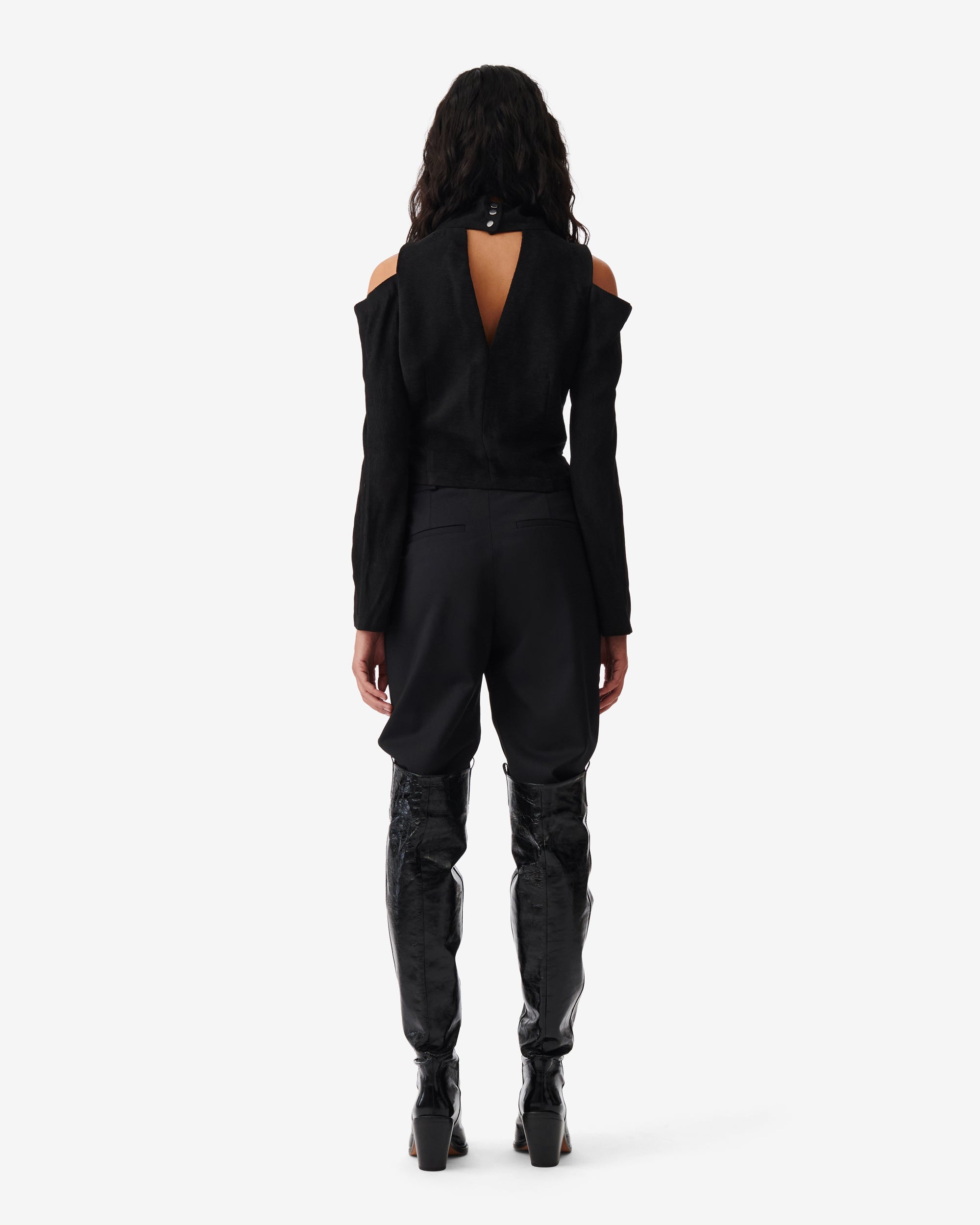 Iwa top with stand-up collar - Black